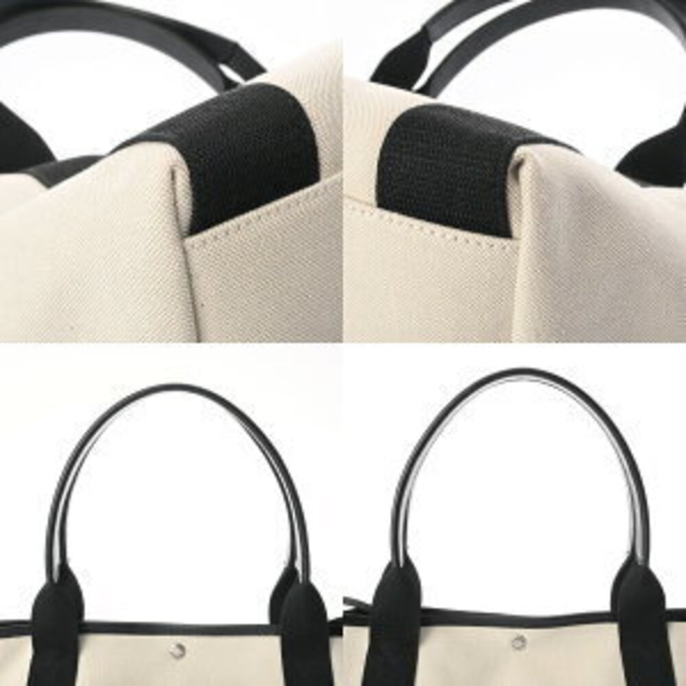 Balenciaga Biarritz Tote Black Canvas Square Calf Bag - Picture 5 of 9